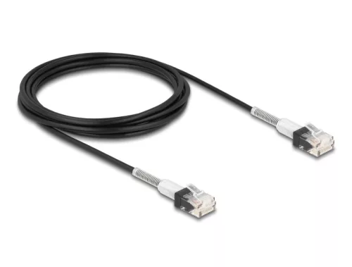 Delock RJ45 hálózati kábel dupla hajlítás védelemmel Cat.6A UTP Slim 3 m, fekete (DL-80391)