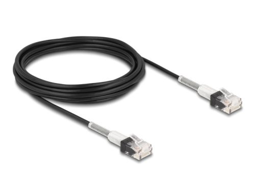 Delock RJ45 hálózati kábel dupla hajlítás védelemmel Cat.6A UTP Slim 5 m, fekete