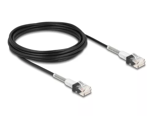 Delock RJ45 hálózati kábel dupla hajlítás védelemmel Cat.6A UTP Slim 5 m, fekete (DL-80392)