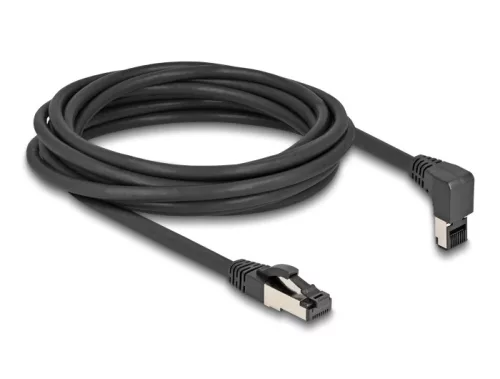 Delock RJ45 hálózati kábel Cat.8.1 S/FTP 90  fokban felfelé hajló / egyenes 5 m fekete (DL-80397)