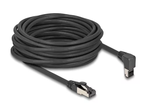 Delock RJ45 hálózati kábel Cat.8.1 S/FTP 90  fokban felfelé hajló / egyenes 10 m fekete (DL-80398)