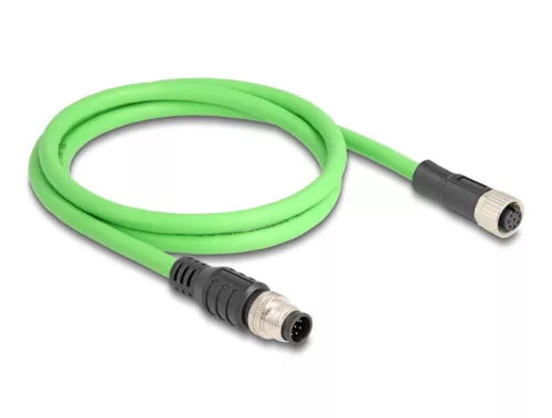 Delock Kábel M12 A kódolt 8 tűs apa - anya PUR (TPU) 1 m (DL-80401)