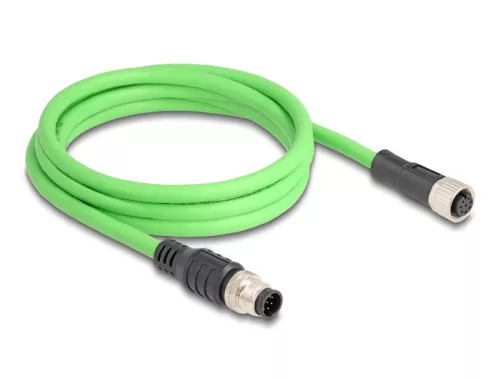 Delock Kábel M12 A kódolt 8 tűs apa - anya PUR (TPU) 2 m (DL-80402)
