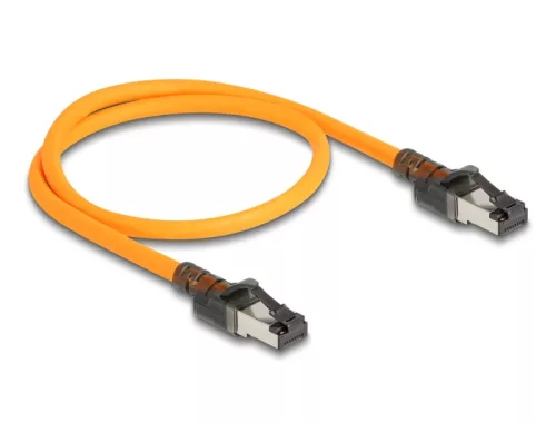 Delock RJ45 hálózati kábel USB Type-C  porttal megtalálási, önazonosítási funkcióval Cat.6A S/FTP 0,5 m narancssárga (DL-80403)