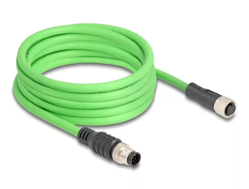 Delock Kábel M12 A kódolt 8 tűs apa - anya PUR (TPU) 5 m (DL-80404)
