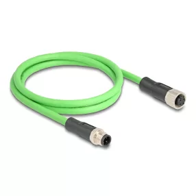   Delock Kábel M12 D kódolt 4 tűs apa - anya PUR (TPU) 1 m (DL-80406)
