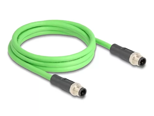 Delock Kábel M12 D kódolt 4 tűs apa - apa PUR (TPU) 2 m (DL-80417)