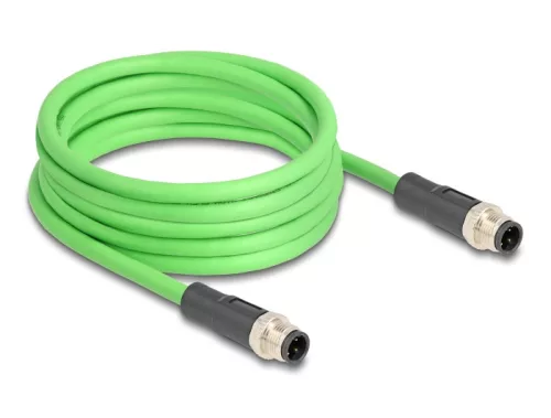 Delock Kábel M12 D kódolt 4 tűs apa - apa PUR (TPU) 5 m (DL-80419)