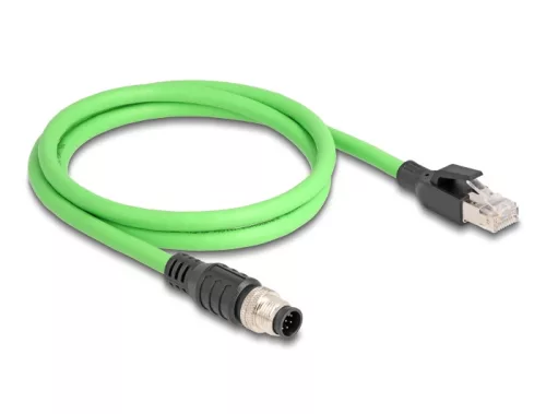Delock Kábel M12 A kódolt 8 tűs apa - RJ45 apa PUR (TPU) 1 m (DL-80421)