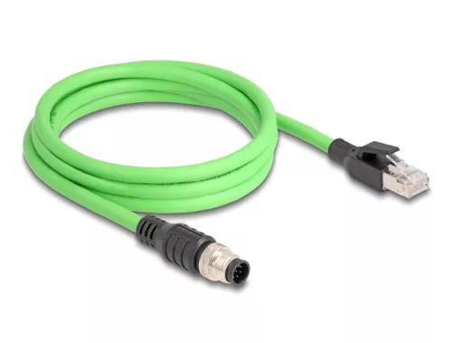 Delock Kábel M12 A kódolt 8 tűs apa - RJ45 apa PUR (TPU) 2 m (DL-80422)