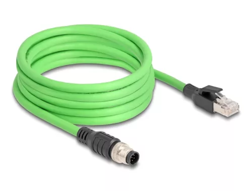 Delock Kábel M12 A kódolt 8 tűs apa - RJ45 apa PUR (TPU) 5 m (DL-80424)