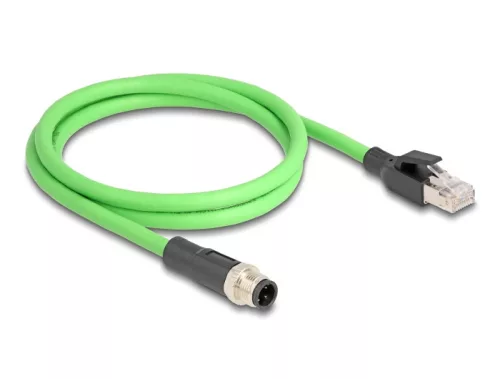 Delock Kábel M12 D kódolt 4 tűs apa - RJ45 apa PUR (TPU) 1 m (DL-80426)