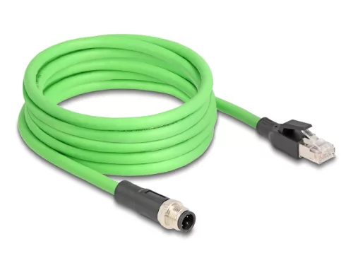 Delock Kábel M12 D kódolt 4 tűs apa - RJ45 apa PUR (TPU) 5 m (DL-80429)