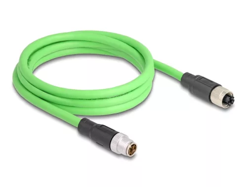 Delock Kábel M12 X kódolt 8 tűs apa - anya PUR (TPU) 2 m (DL-80432)