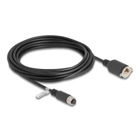   Delock M12 kábel A-kódú 8 tűs anya - RJ45 anya Cat.5e FTP installálásához 5 m, fekete (DL-80440)
