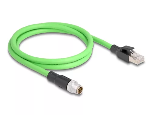 Delock Kábel M12 X kódolt 8 tűs apa - RJ45 apa PUR (TPU) 1 m (DL-80441)