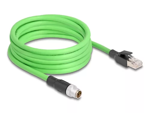 Delock Kábel M12 X kódolt 8 tűs apa - RJ45 apa PUR (TPU) 5 m (DL-80444)