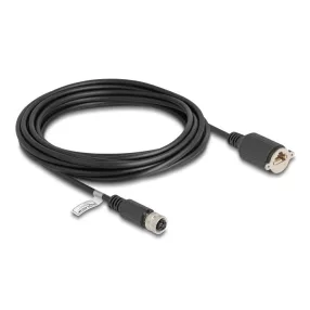   Delock M12 kábel D-kódú 4 tűs anya - RJ45 anya Cat.5e FTP installálásához 5 m, fekete (DL-80455)