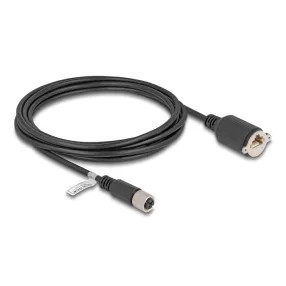  Delock M12 kábel X-kódú 8 tűs anya - RJ45 anya Cat.6A S/FTP installálásához 3 m, fekete (DL-80462)