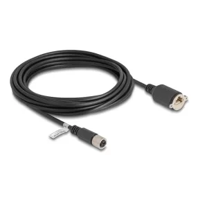   Delock M12 kábel X-kódú 8 tűs anya - RJ45 anya Cat.6A S/FTP installálásához 5 m, fekete (DL-80463)