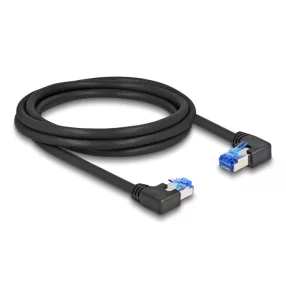   Delock RJ45 hálózati kábel Cat.6A S/FTP jobb / bal, hajlított, 2 m, fekete színű (DL-80465)