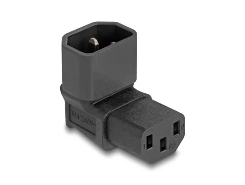 Delock Tápadapter IEC 60320 - C14 - C13, apa / anya, 10 A, 90 -ban hajlított (DL-80472)