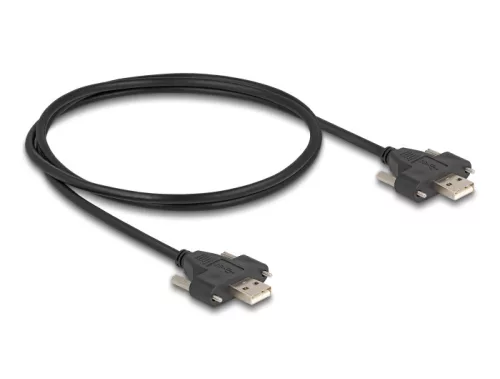 Delock USB 2.0 A-típusú kábel apa   apa csavarokkal 1 m fekete (DL-80479)