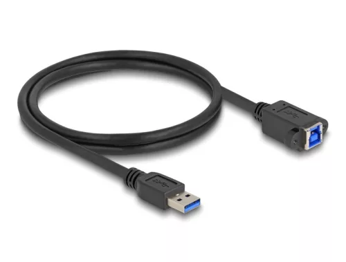 Delock USB 5 Gbps kábel A-típusú USB apa   B-típusú USB anya installációhoz 1 m, fekete (DL-80485)