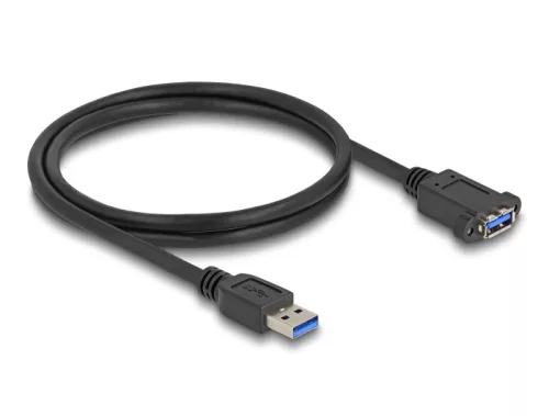 Delock USB 5 Gbps kábel A-típusú USB apa   A-típusú USB anya installációhoz 1 m, fekete (DL-80486)