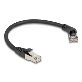   Delock RJ45 hálózati kábel Cat.6A S/FTP 45 -ben jobbra hajlított apa   egyenes apa 0,25 m fekete (DL-80487)