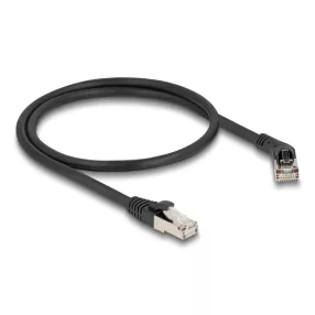   Delock RJ45 hálózati kábel Cat.6A S/FTP 45 -ben jobbra hajlított apa   egyenes apa 0,5 m fekete (DL-80488)