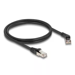   Delock RJ45 hálózati kábel Cat.6A S/FTP 45 -ben jobbra hajlított apa   egyenes apa 1 m fekete (DL-80489)