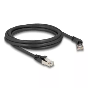   Delock RJ45 hálózati kábel Cat.6A S/FTP 45 -ben jobbra hajlított apa   egyenes apa 2 m fekete (DL-80490)