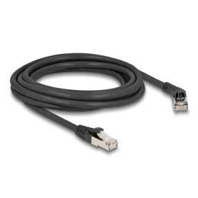   Delock RJ45 hálózati kábel Cat.6A S/FTP 45 -ben jobbra hajlított apa   egyenes apa 3 m fekete (DL-80498)