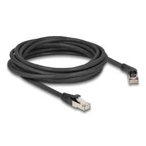   Delock RJ45 hálózati kábel Cat.6A S/FTP 45 -ben jobbra hajlított apa   egyenes apa 5 m fekete (DL-80499)
