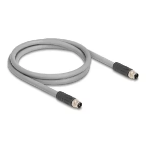   Delock M12 kábel L-kódolt 5 tűs apa - apa PUR húzóláncokhoz alkalmas 1 m szürke (DL-80532)