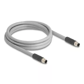   Delock M12 kábel L-kódolt 5 tűs apa - anya PUR húzóláncokhoz alkalmas 2 m szürke (DL-80533)