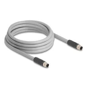   Delock M12 kábel L-kódolt 5 tűs apa - apa PUR húzóláncokhoz alkalmas 3 m szürke (DL-80534)