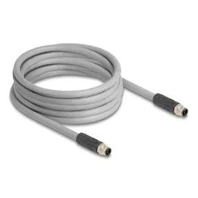   Delock M12 kábel L-kódolt 5 tűs apa - apa PUR húzóláncokhoz alkalmas 5 m szürke (DL-80536)