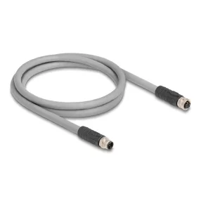   Delock M12 kábel L-kódolt 5 tűs apa - anya PUR húzóláncokhoz alkalmas 1 m szürke (DL-80537)