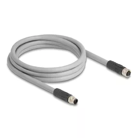   Delock M12 kábel L-kódolt 5 tűs apa - anya PUR húzóláncokhoz alkalmas 2 m szürke (DL-80539)