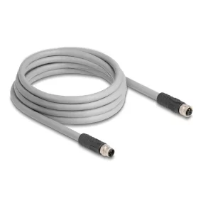   Delock M12 kábel L-kódolt 5 tűs apa - anya PUR húzóláncokhoz alkalmas 3 m szürke (DL-80540)