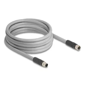   Delock M12 kábel L-kódolt 5 tűs apa - anya PUR húzóláncokhoz alkalmas 5 m szürke (DL-80541)