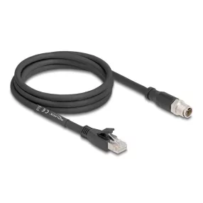   Delock M12 kábel X-kódolt 8 tűs apa - RJ45 apa Cat.5e S/FTP flexibilis 2 m fekete (DL-80579)