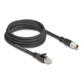   Delock M12 kábel X-kódolt 8 tűs apa - RJ45 apa Cat.5e S/FTP flexibilis 3 m fekete (DL-80580)