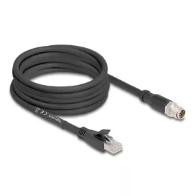   Delock M12 kábel X-kódolt 8 tűs apa - RJ45 apa Cat.5e S/FTP flexibilis 5 m fekete (DL-80585)