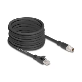   Delock M12 kábel X-kódolt 8 tűs apa - RJ45 apa Cat.5e S/FTP flexibilis 10 m fekete (DL-80586)