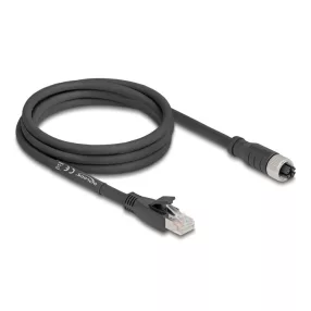   Delock M12 kábel X-kódolt 8 tűs apa - RJ45 anya Cat.5e S/FTP flexibilis 2 m fekete (DL-80590)