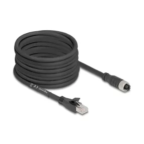   Delock M12 kábel X-kódolt 8 tűs apa - RJ45 anya Cat.5e S/FTP flexibilis 10 m fekete (DL-80595)