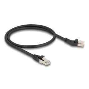   Delock RJ45 hálózati kábel Cat.6A S/FTP 45 -ben jobbra hajlított apa   egyenes apa 0,5 m, fekete (DL-80598)